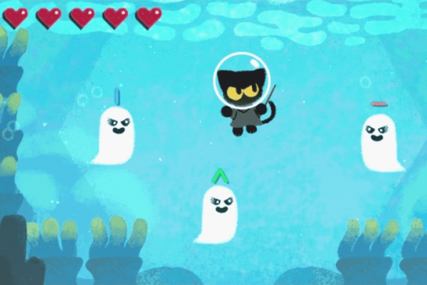 Хэллоуин 2020: Google выпустил дудл-игру с котиком-волшебником и призраками