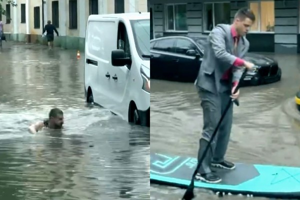 Непогода в Киеве 19 июля: как развлекались блогеры в затопленном городе (видео)