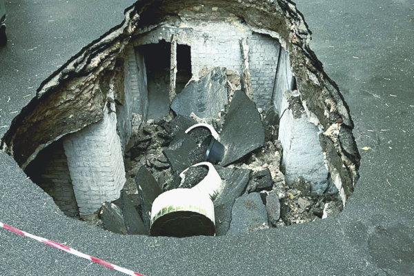 В Киеве снова провалился асфальт: под ним обнаружили подвал усадьбы начала ХІХ века