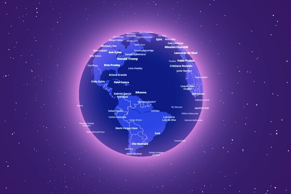 Появилась интерактивная карта мира с локациями, где родились известные люди