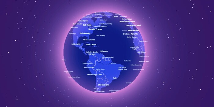 Появилась интерактивная карта мира с локациями, где родились известные люди