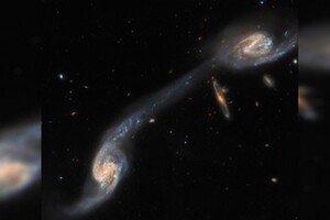 Телескоп Hubble продемонстрировал удивительное галактическое столкновение