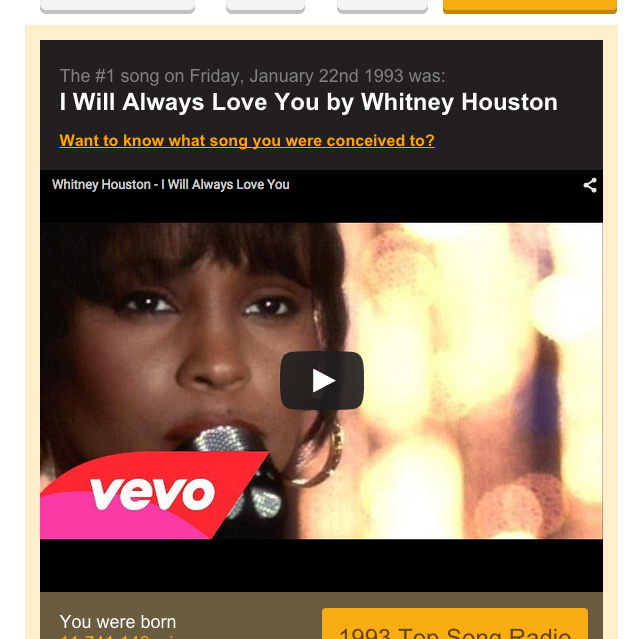 Какая песня была популярна в день твоего рождения?