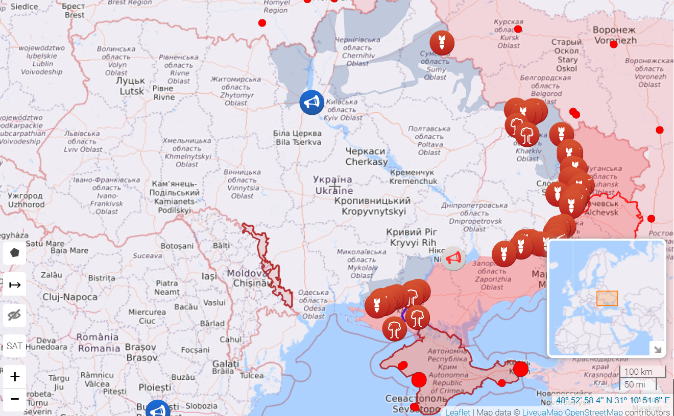 Карта боевых действий в Украине на 25 ноября