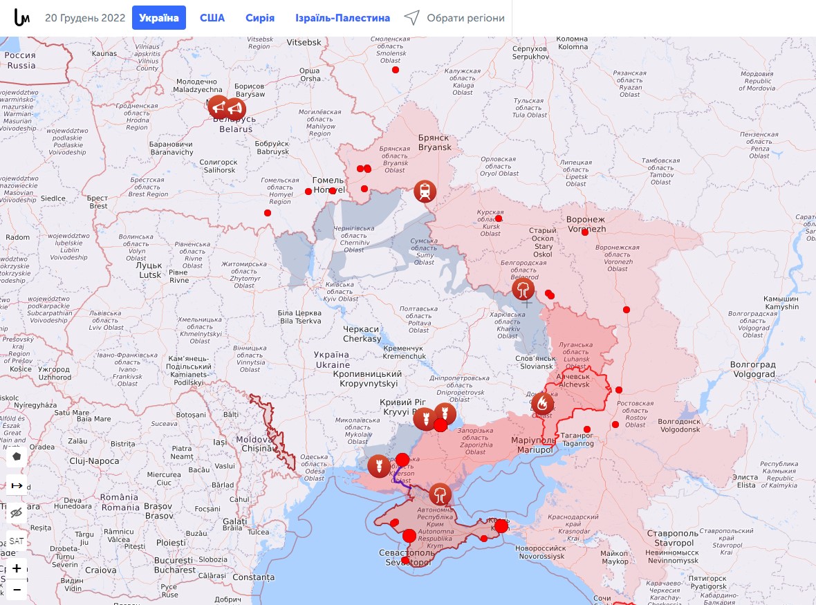 Карта боевых действий декабрь