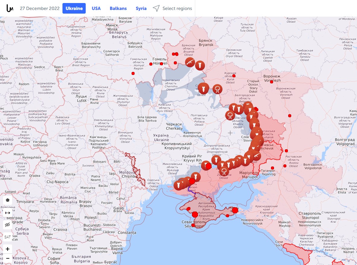 Карта боевых действий в Украине на 27 и 26 декабря 2022 года: ситуация на  фронте