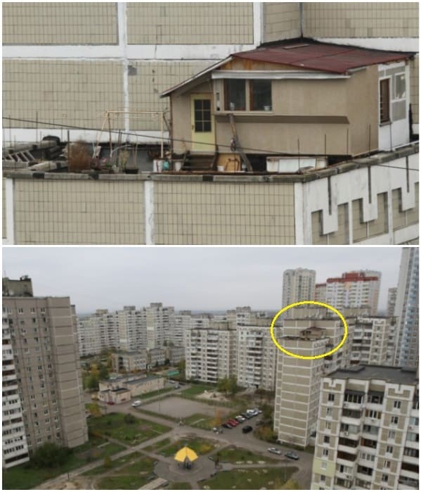 Дом на крыше высотки в Киеве
