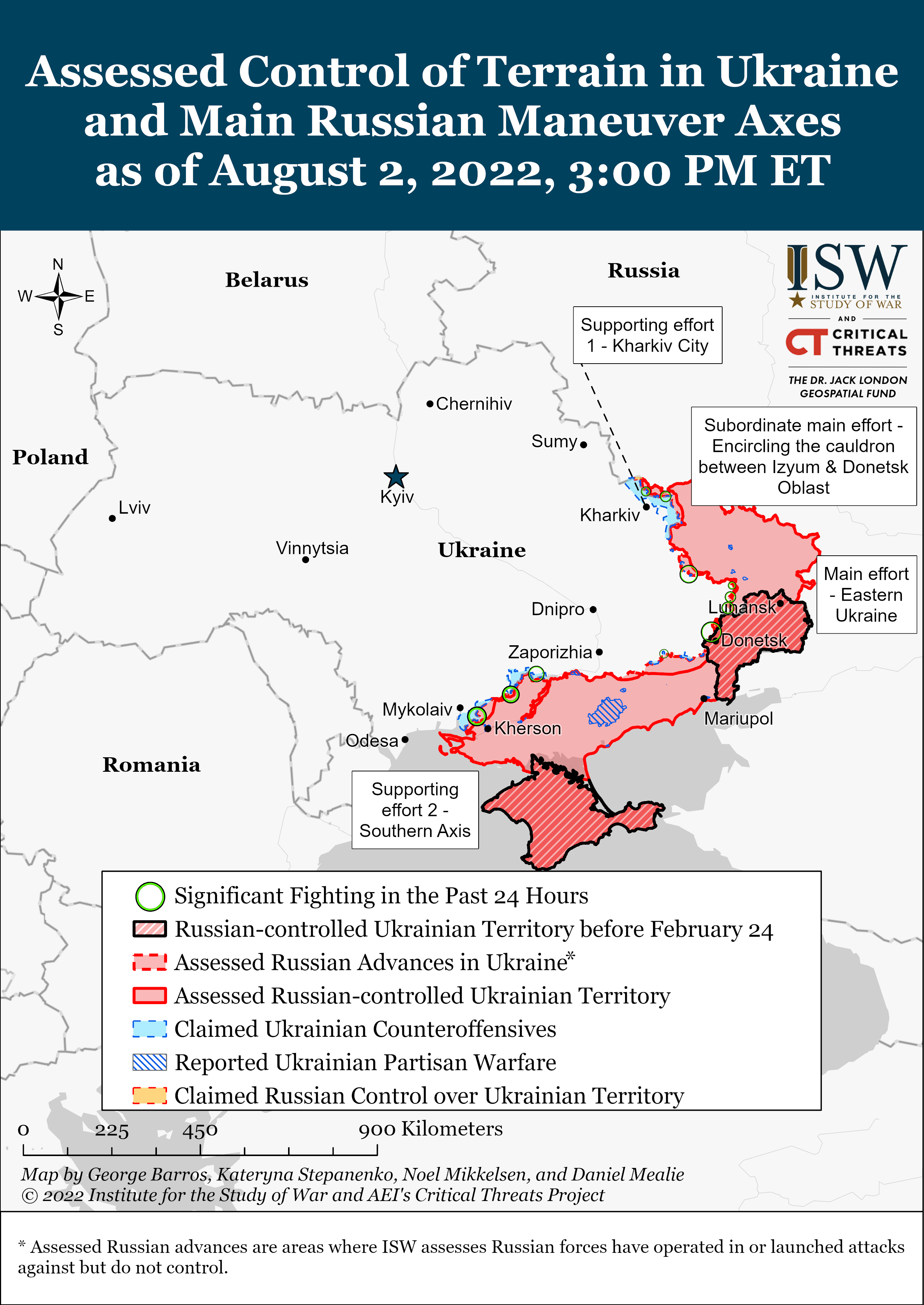 Мапа бойових дій в Україні на 2 серпня