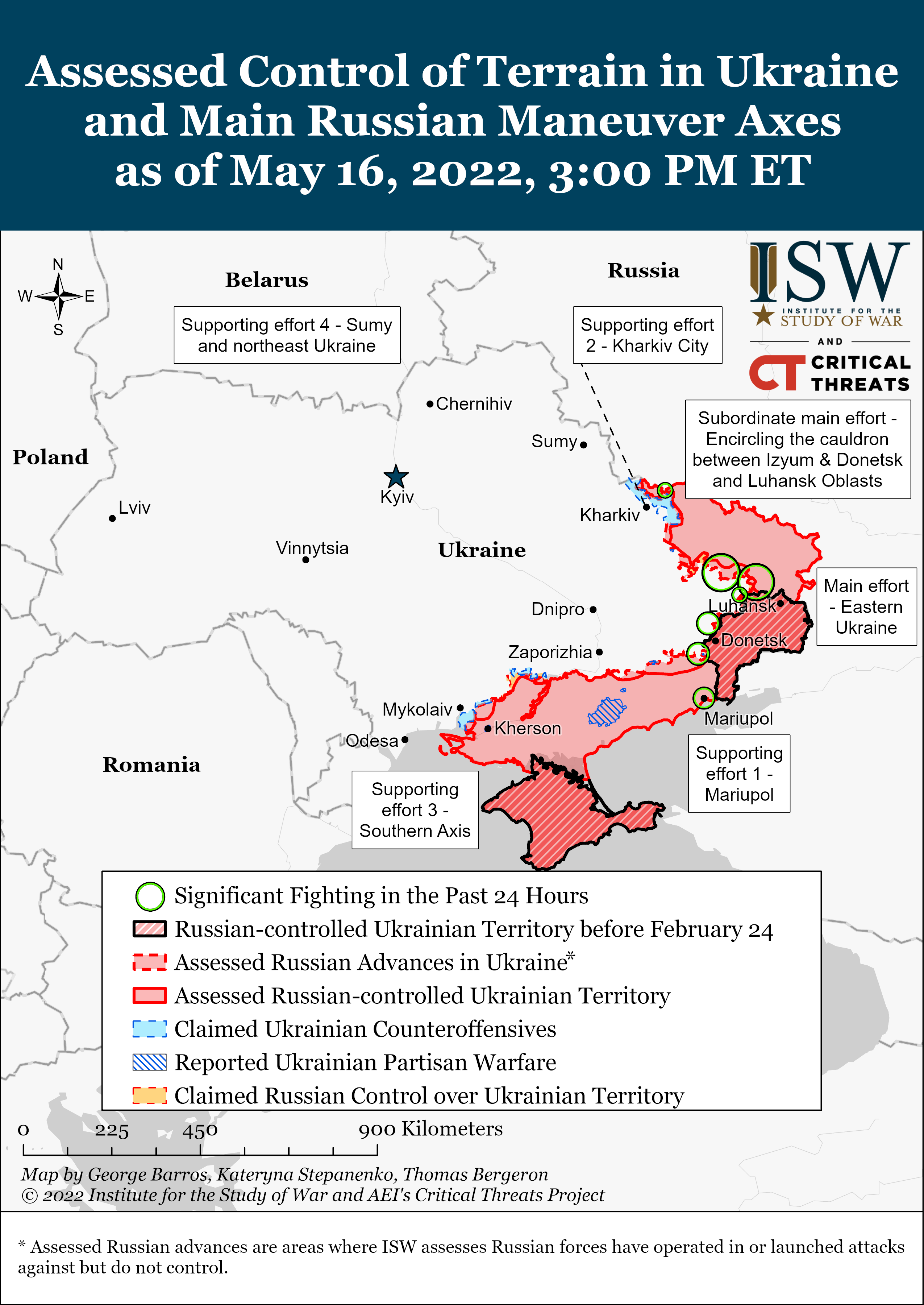 Карта боевых действий в Украине на 16 мая