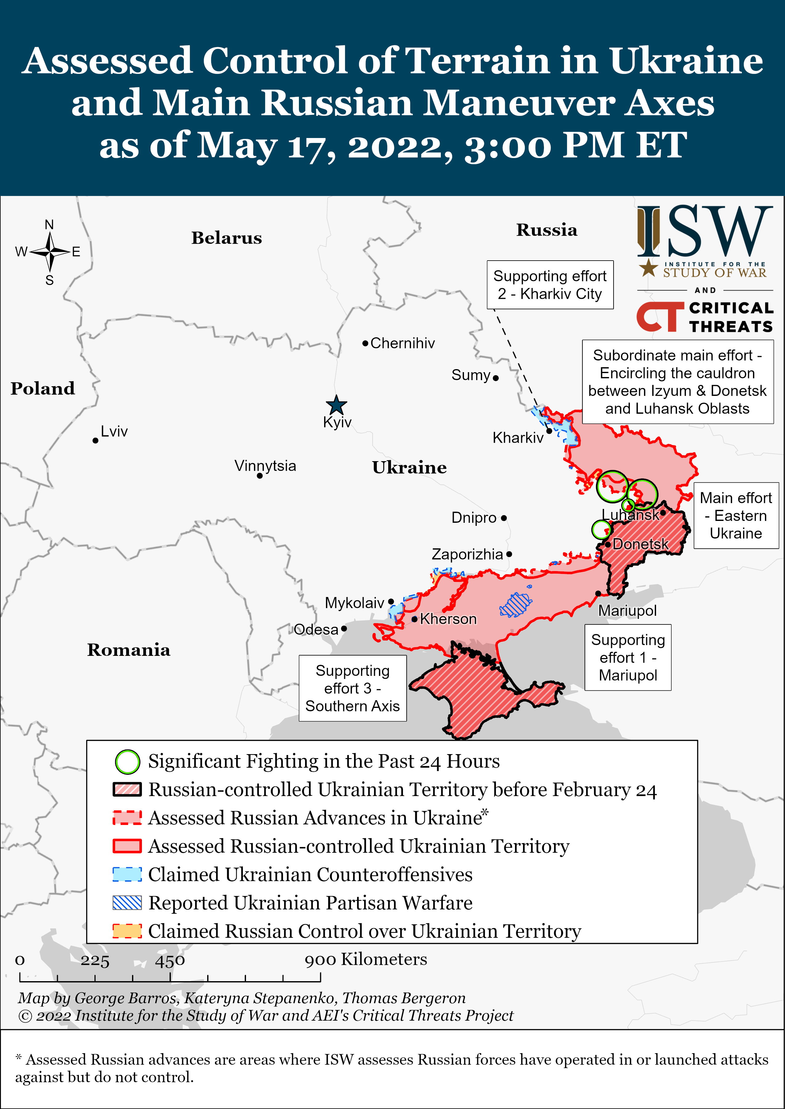 Мапа бойових дій в Україні 17 травня
