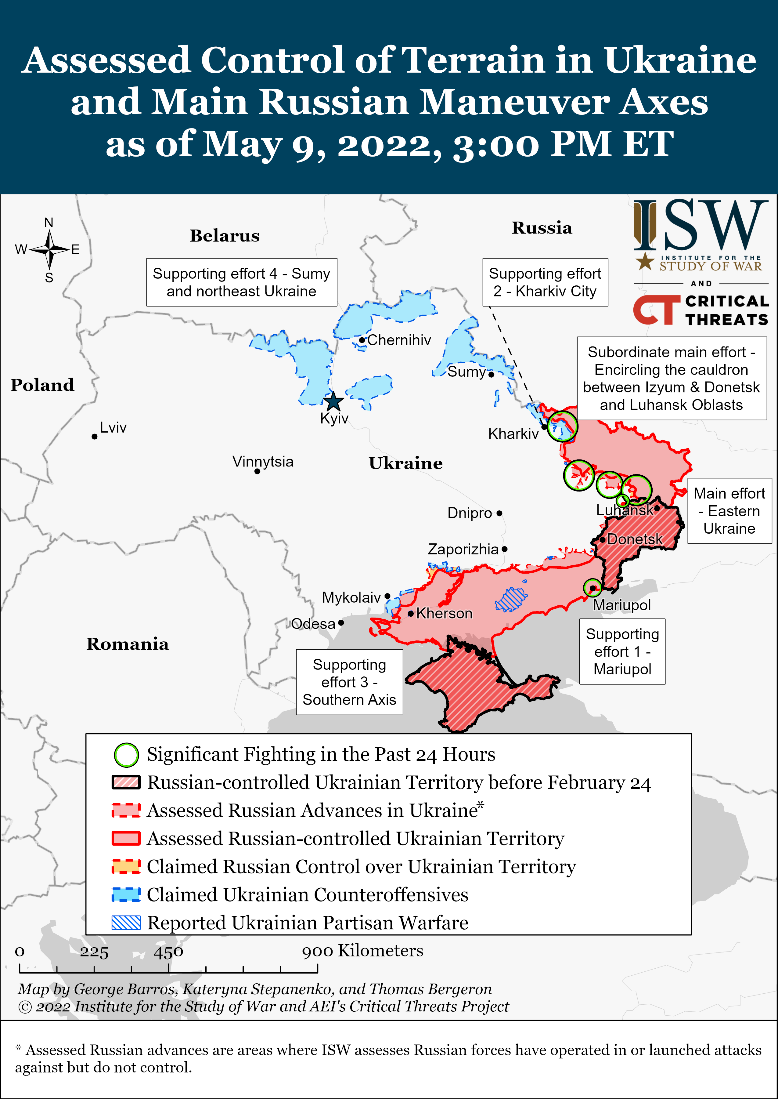 Карта боевых действий в Украине на 9 мая