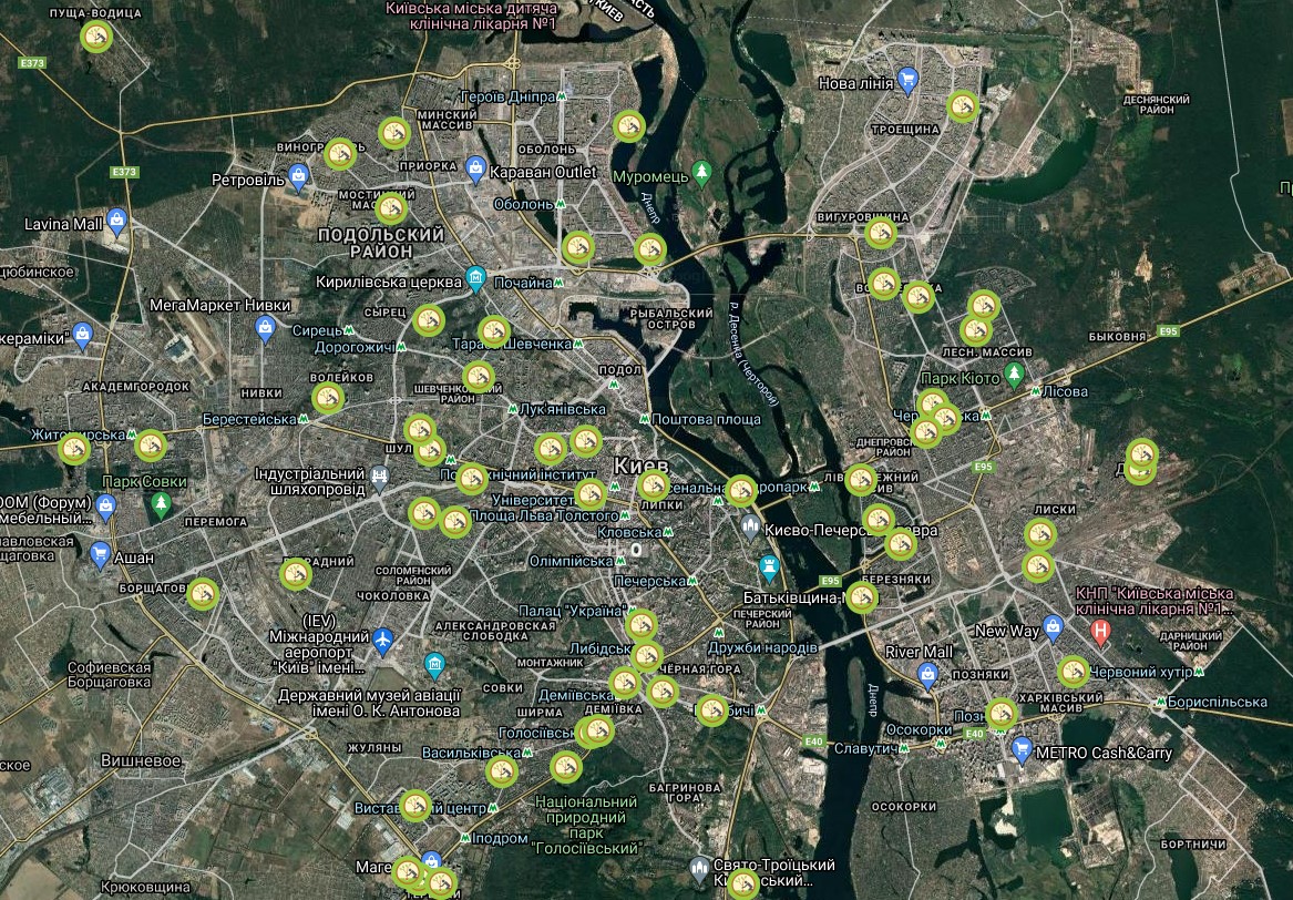 Интерактивная карта для высадки деревьев в Киеве