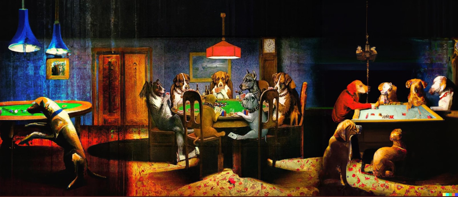 "Расширение" картины Кассиуса Кулиджа "Собаки, играющие в покер"