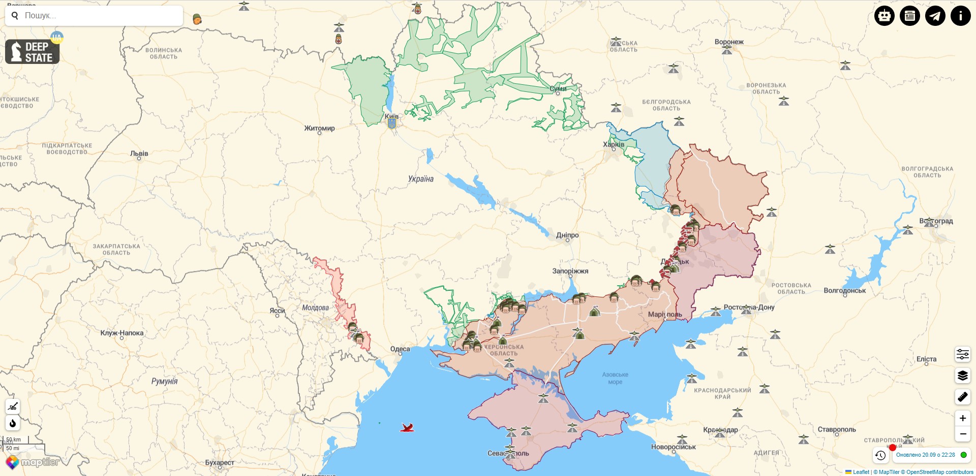 Бойові дії в Україні проти РФ на 20 вересня