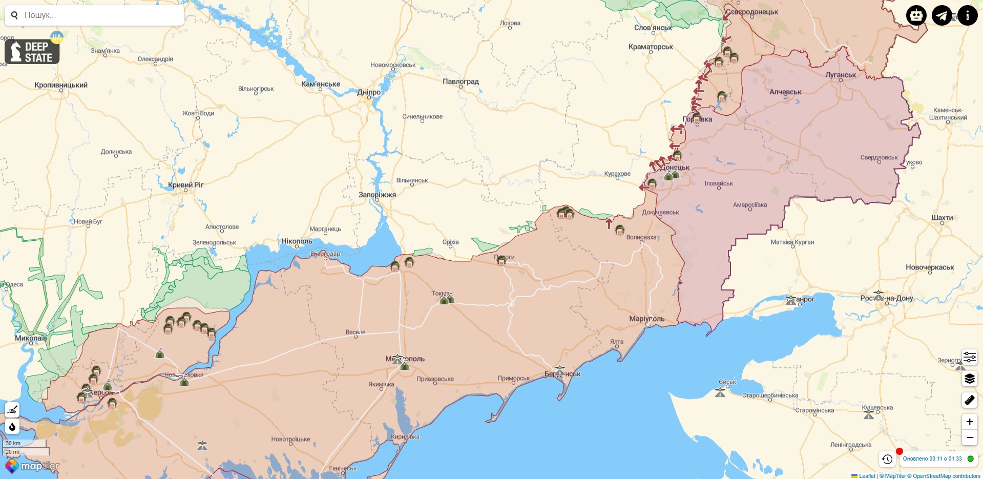 Боевые действия против РФ на территории Украины на 3 ноября