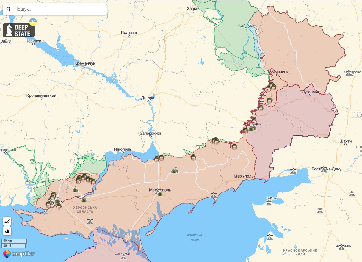 Карта боевых действий против РФ в Украине на 4 ноября