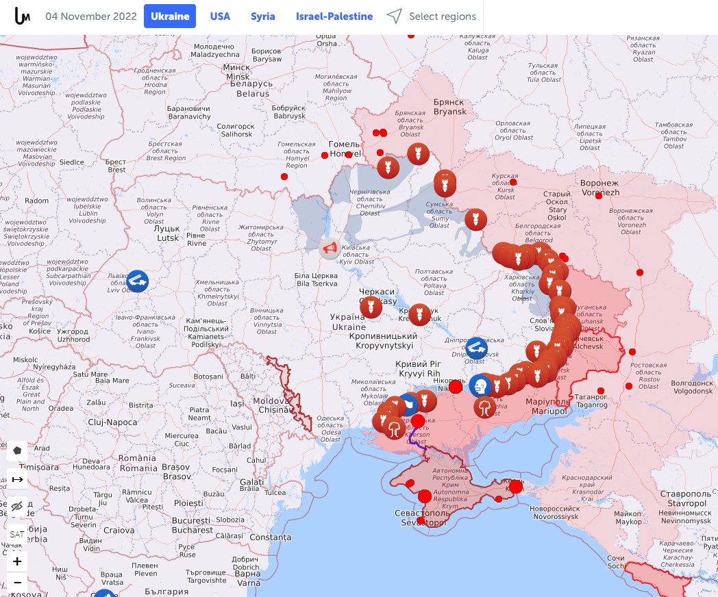 Карта боевых действий в Украине на 4 ноября