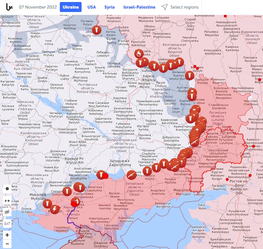 Карта боевых действий в Украине на 7 ноября