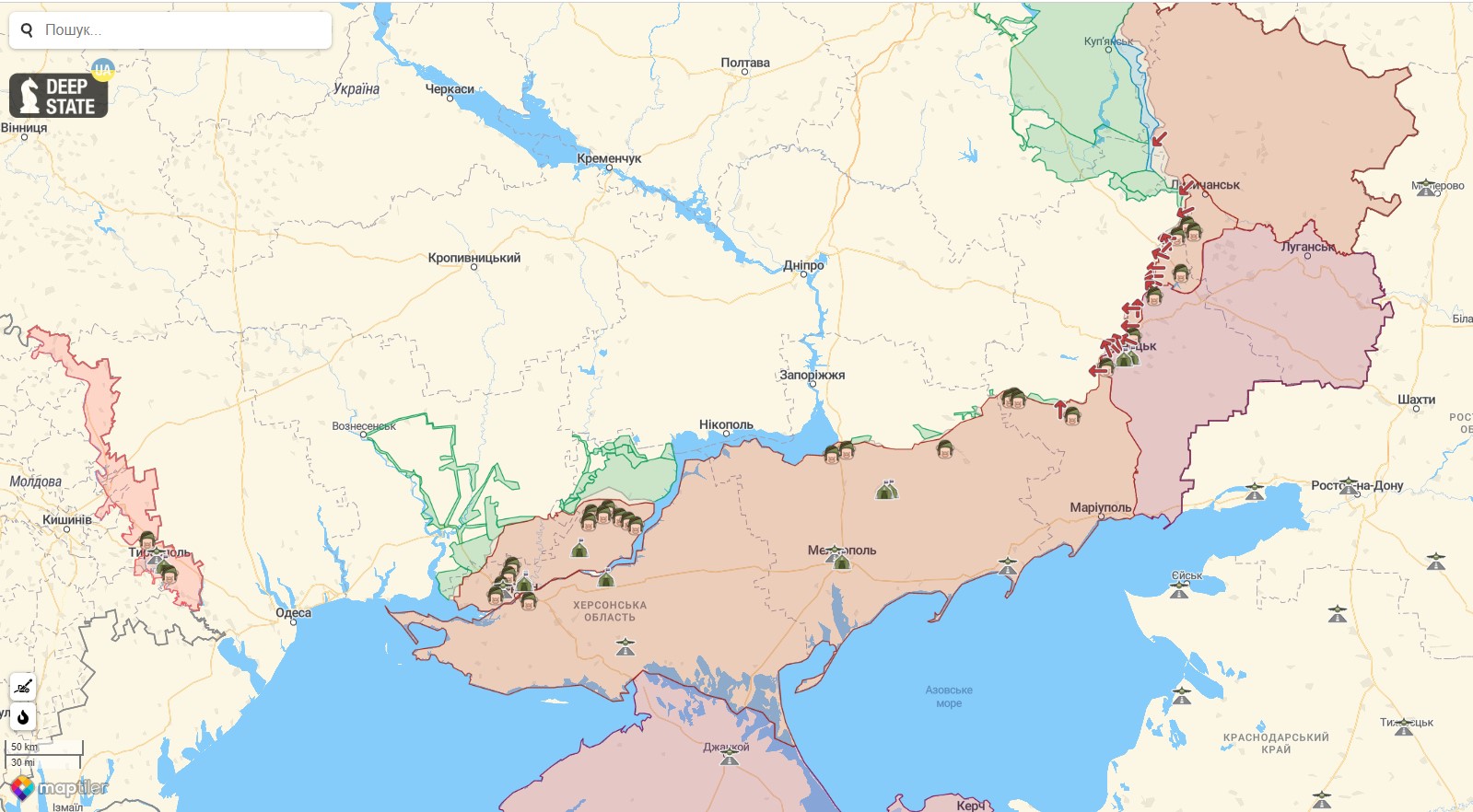 Карта боевых действий против РФ в Украине на 7 ноября