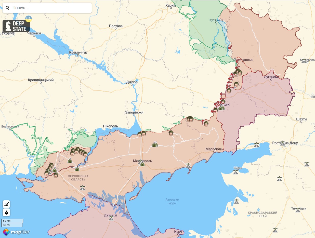 Карта боевых действий против РФ в Украине на 8 ноября