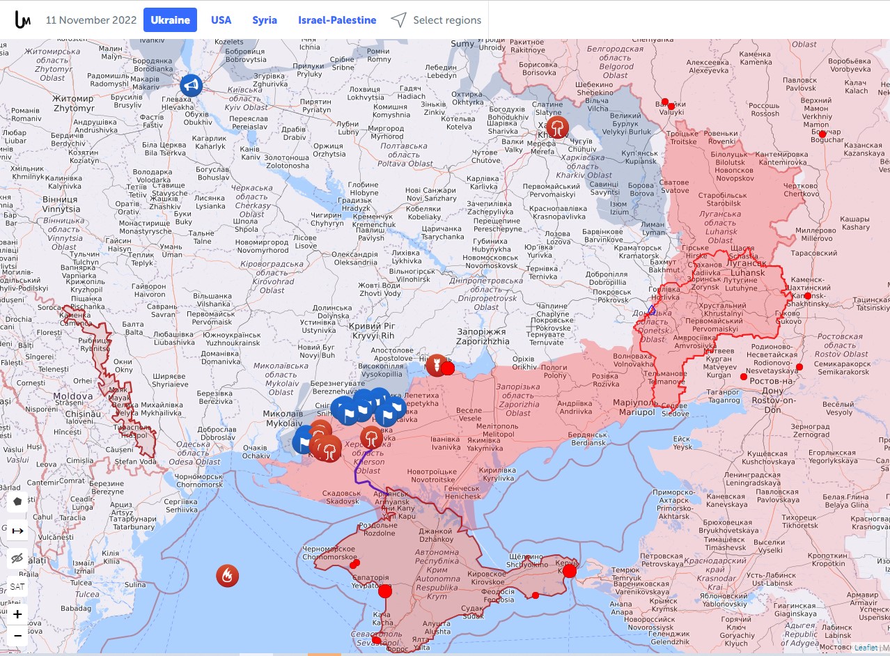 Карта боевых действий в Украине на 11 ноября