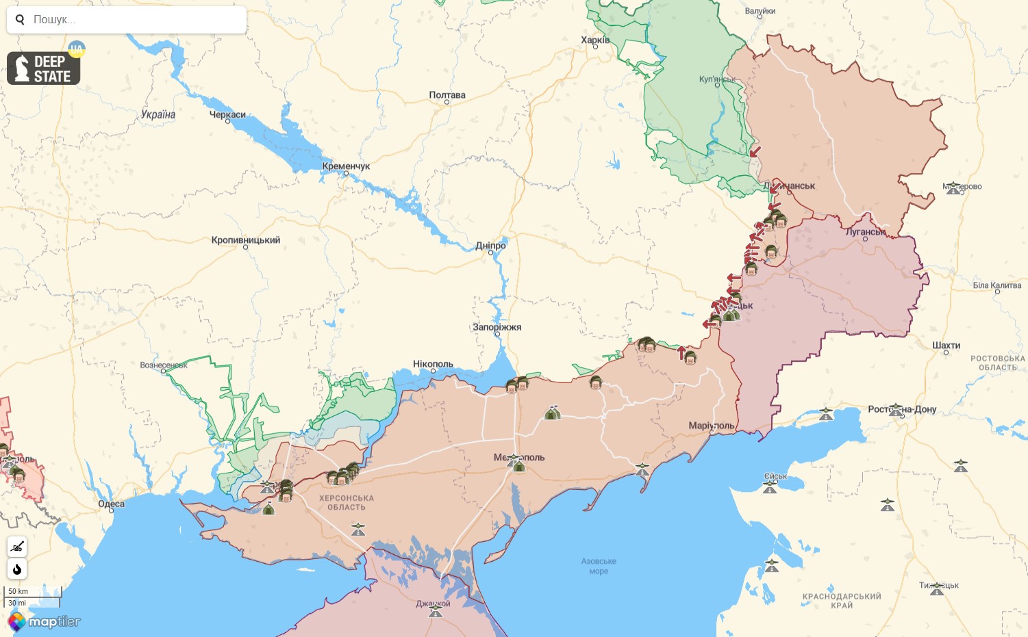 Карта боевых действий против российской агрессии в Украине на 11 ноября