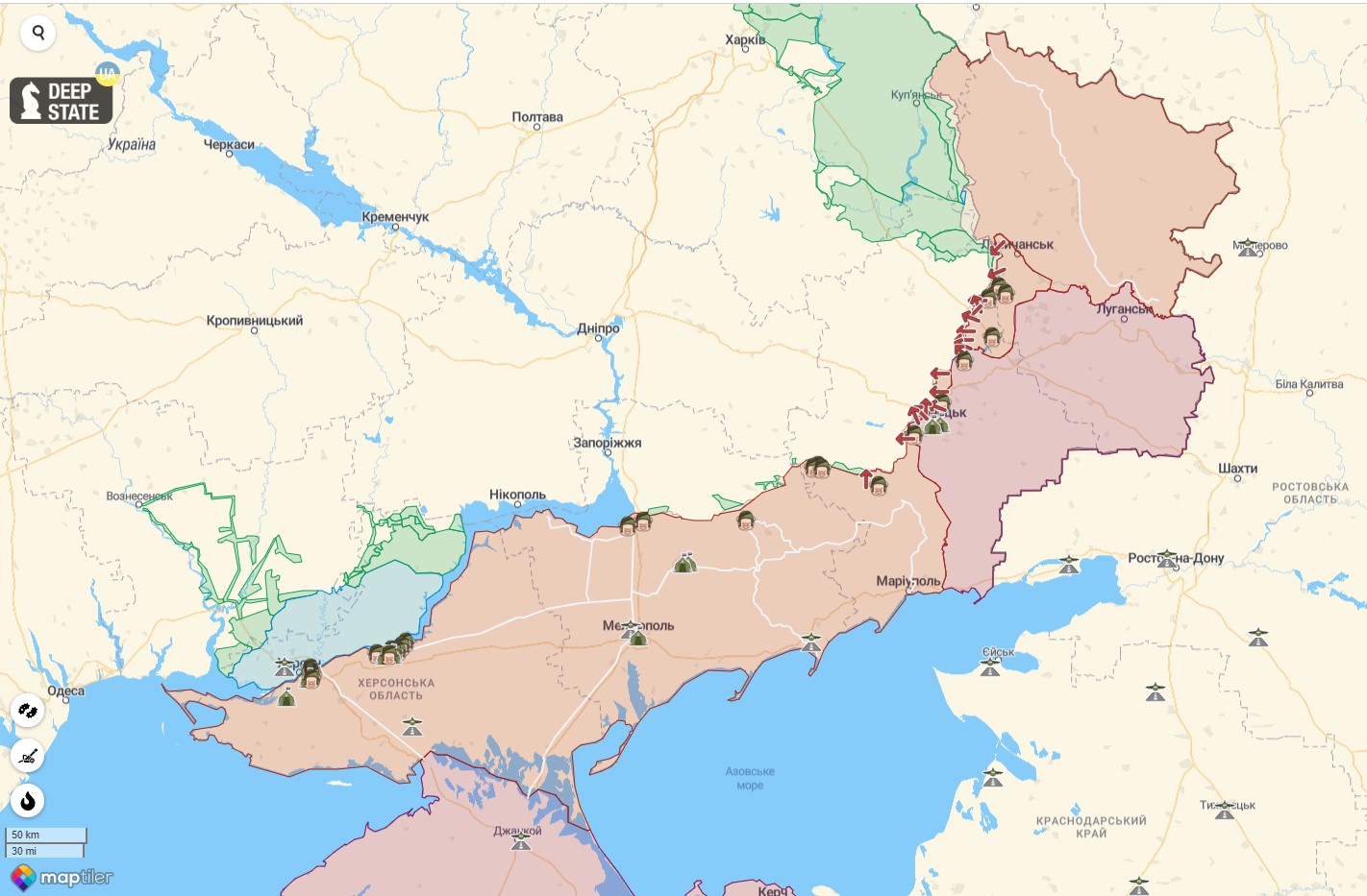 Карта боевых действий против российской агрессии в Украине на 15 ноября