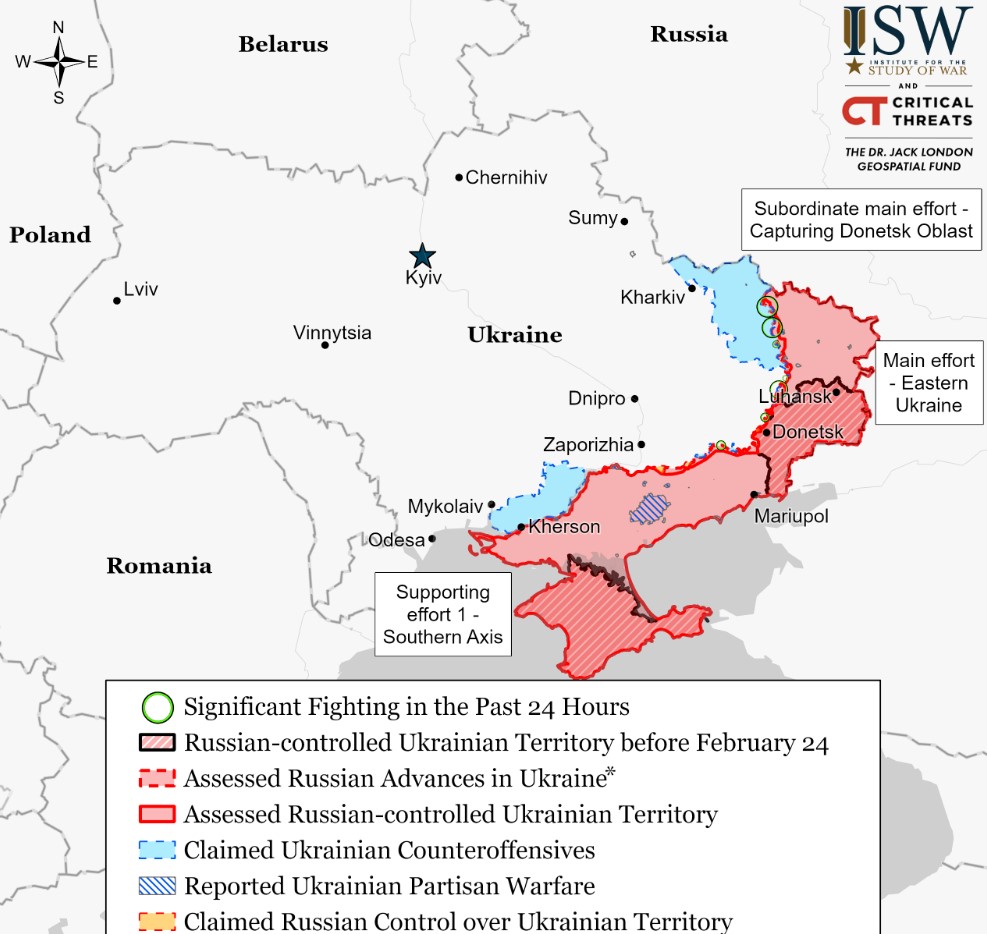 Карта приблизительной ситуации в Украине на 15 ноября
