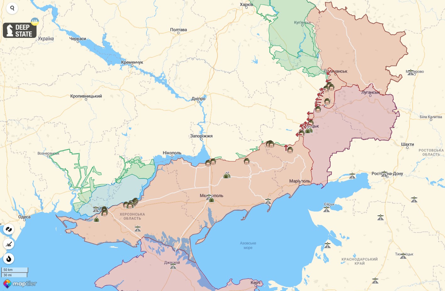 Карта боевых действий против российской агрессии в Украине на 16 ноября