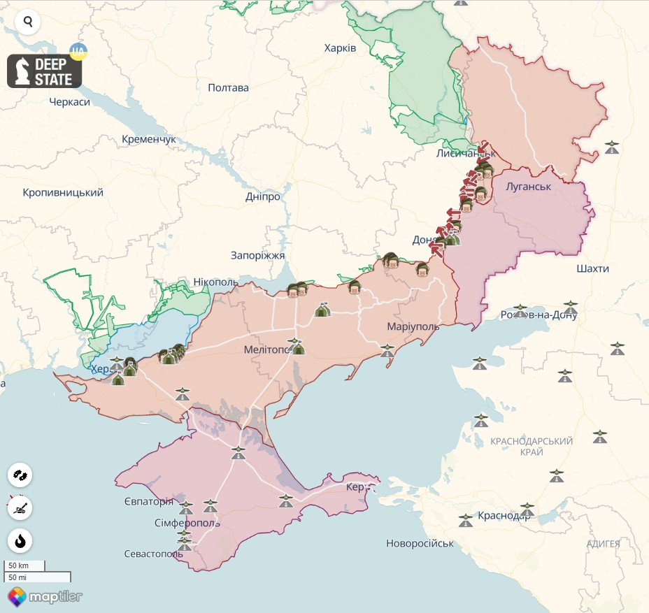 Карта боевых действий против российской агрессии в Украине на 21 ноября