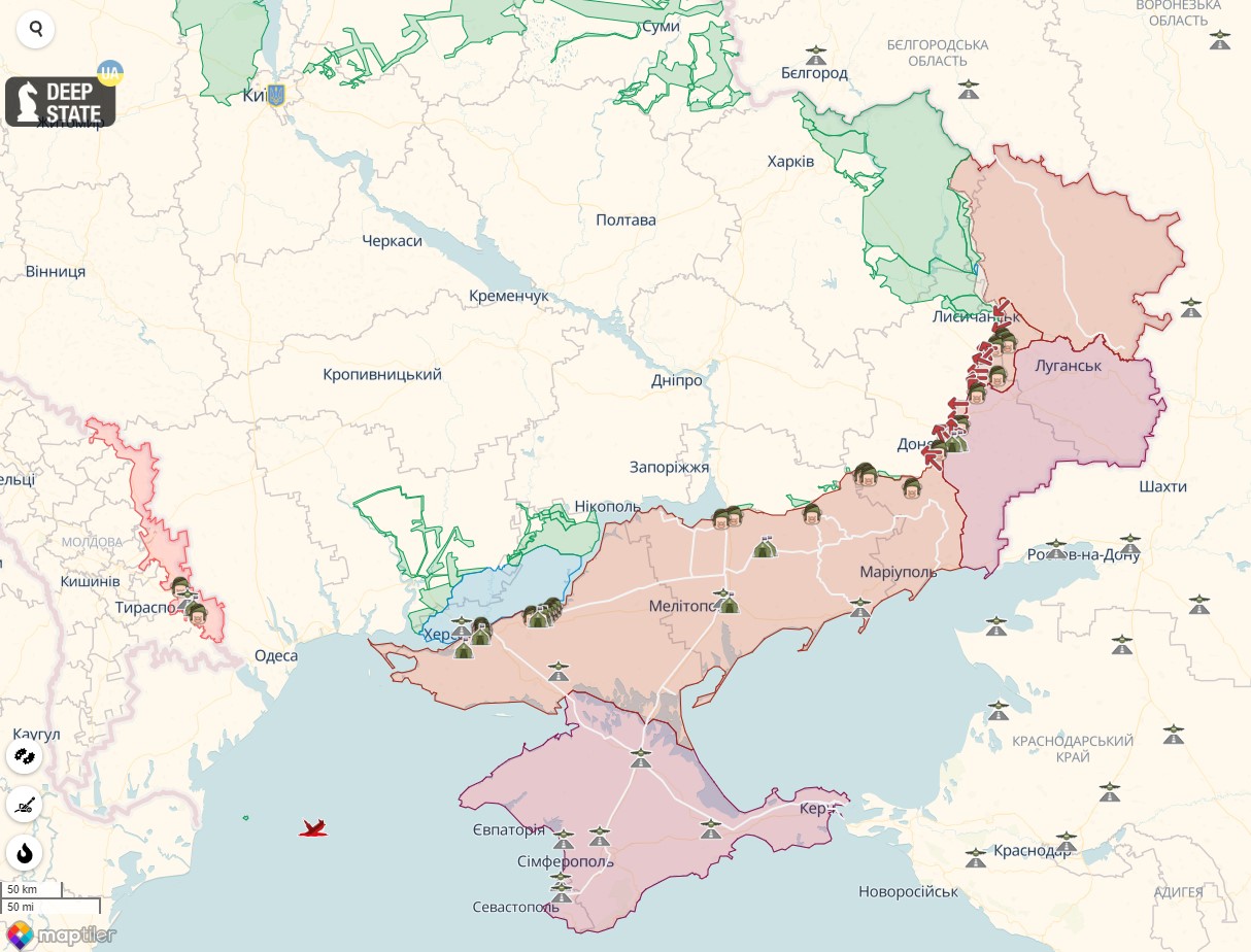Мапа бойових дій проти російської агресії в Україні на 21 листопада