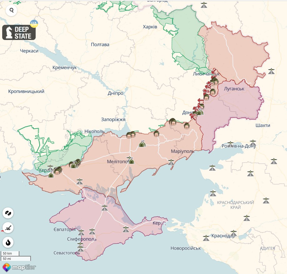 Карта боевых действий против российской агрессии в Украине на 30 ноября