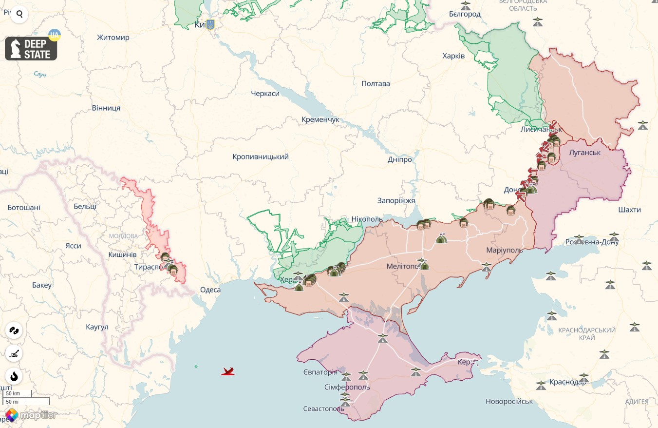 Мапа бойових дій проти російської агресії в Україні на 1 грудня