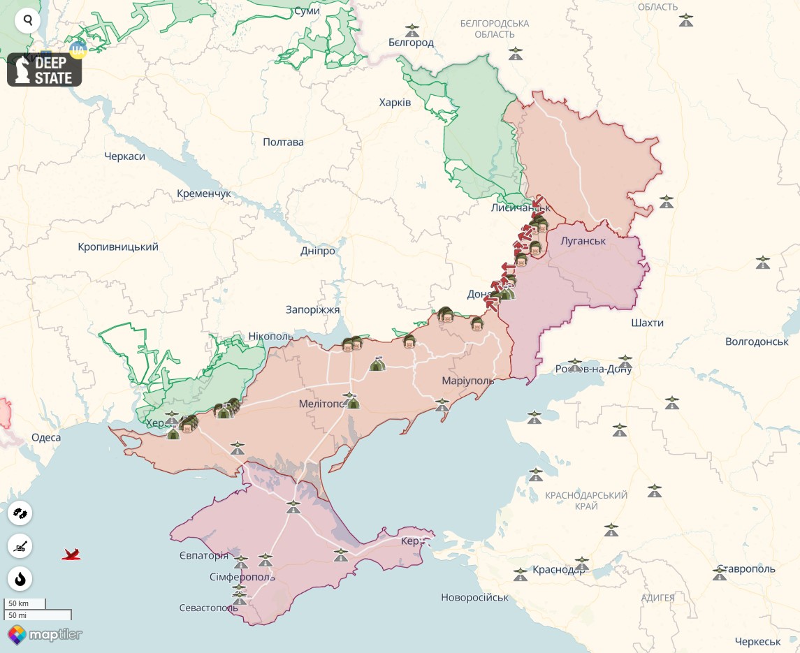 Карта боевых действий в Украине на 2 декабря