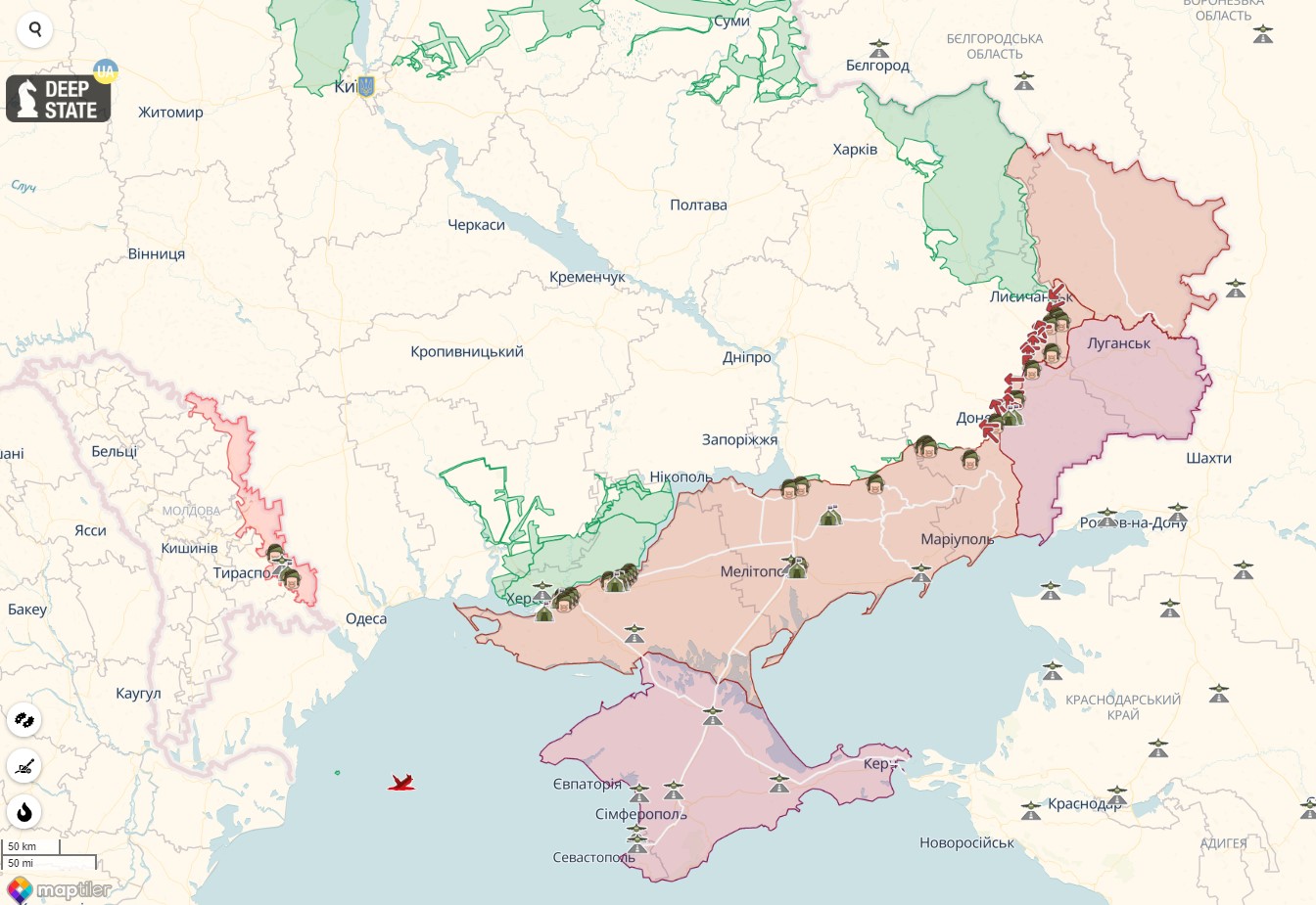 Карта боевых действий в Украине на 7 декабря