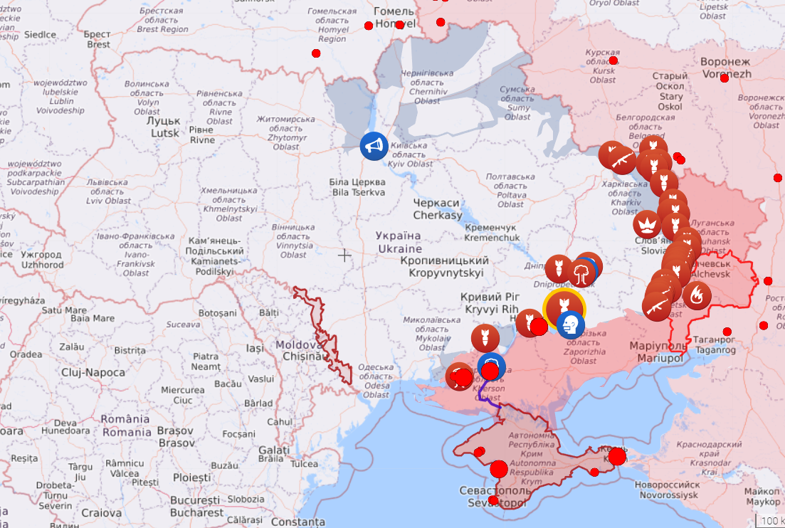 Боевые действия против РФ в Украине на 27 октября Фото: liveuamap.com 